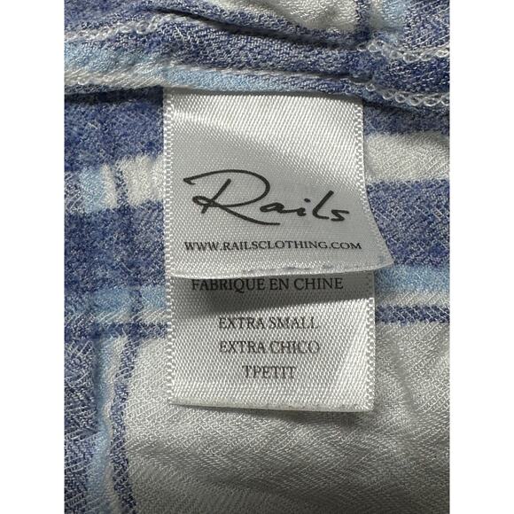 Rails‎ Top Womens XS Blue White Plaid Button Up Long Sleeves Country Cowgirl - Picture 9 of 11